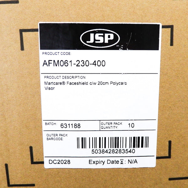 Pack of 10 - JSP Martcare Gray Faceshields with 20 cm Polycarbonate Visor
