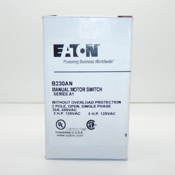 Eaton 30A 2-Pole Manual Motor Switch B230AN