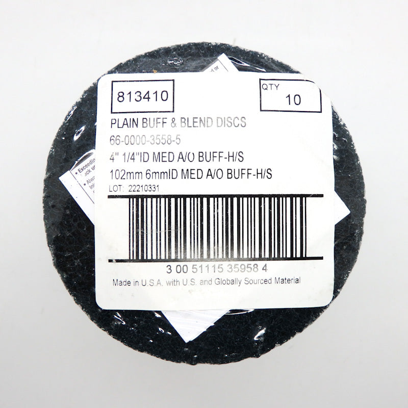 10 Pack of 813410 Standard Abrasive 4 in x 1/4 in Buff and Blend HS Discs