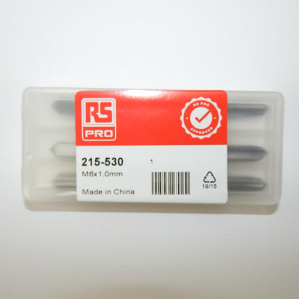 RS PRO 3 Piece M6 HSS Hand Tap Set Taper Tap Plug Tap and
