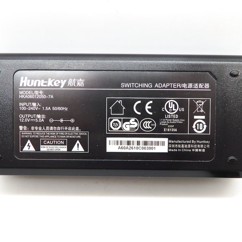 HuntKey 12V 5A Switching Power Supply w/ Power Cord HKA06012050-7A