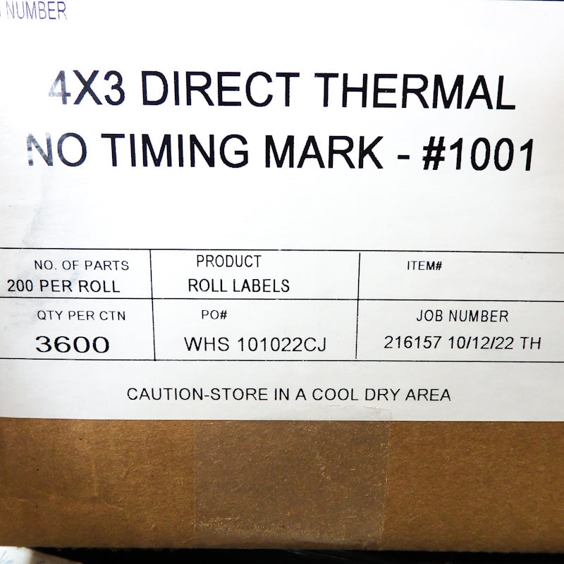 18 Rolls 4x3 Direct Thermal Labels - 200 Per Roll - 3600 Labels