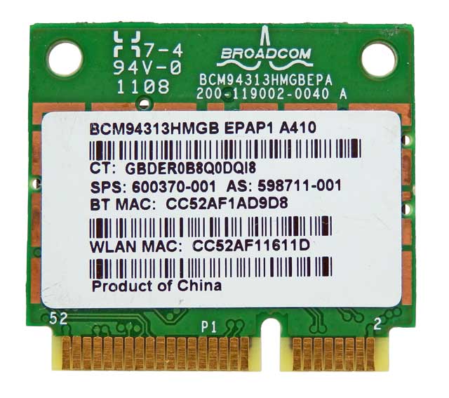 HP Broadcom 4313 Mini PCI-E 802.11n Bluetooth Wireless Card 600370-001