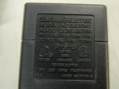 GE 14 Volt 700 mA Power Supply Model: 5-2154C
