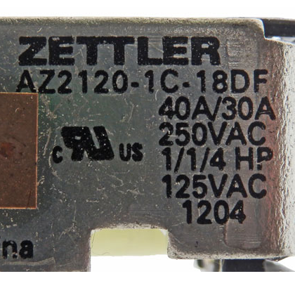 American Zettler 40A Miniature Power Relay AZ2120-1C-18DF