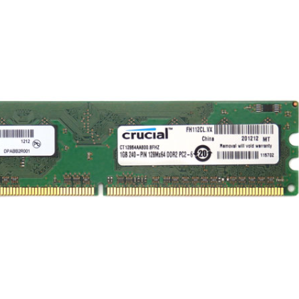 Crucial 1GB 240-Pin PC2-6400 DDR2 800 Desktop Memory Module CT12864AA800.8FHZ