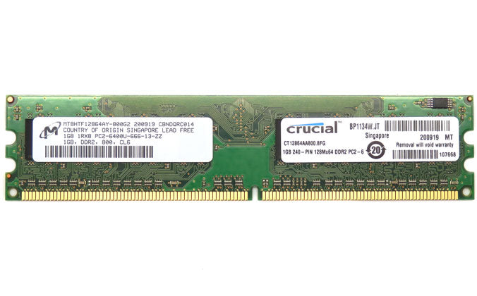 Crucial 1GB 240-Pin PC2-6400 DDR2 800 Desktop Memory Module CT12864AA800.8FG