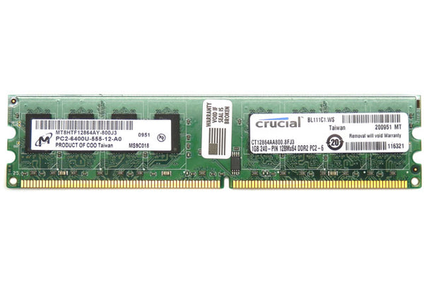 Crucial 1GB 240-Pin PC2-6400 DDR2 800 Desktop Memory Module