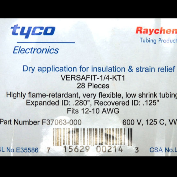 Pack of 28 Tyco Electronics 0.280" 12-10 AWG 600V Low Shrink Tubing F37063-000