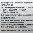 TCL Hyperpower 3.7V 3600mAh Rechargable Tablet Battery Pack 1ICP3/81/148
