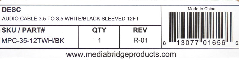 MediaBridge 12 Ft Black Tangle-Resistant 3.5mm Male Cable MPC-35-12TWH/BK