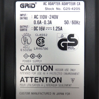 Grid G25-4205 AC DC Adapter 16V 1.25A Power Supply