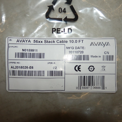 Avaya 10 Foot Ethernet Routing Switch 56XX Stack Cable AL2018026-E6