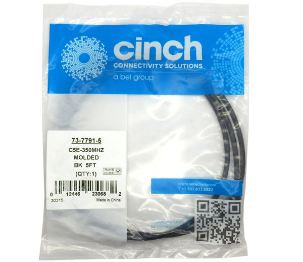 Cinch 5 ft. Black Cat5e 350Mhz Molded Ethernet Cable 73-7791-5