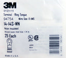25 Pack of 3M Nylon Insulated 8 AWG 1/4 In. Ring Tongue Terminals 14-14S-WN 94754