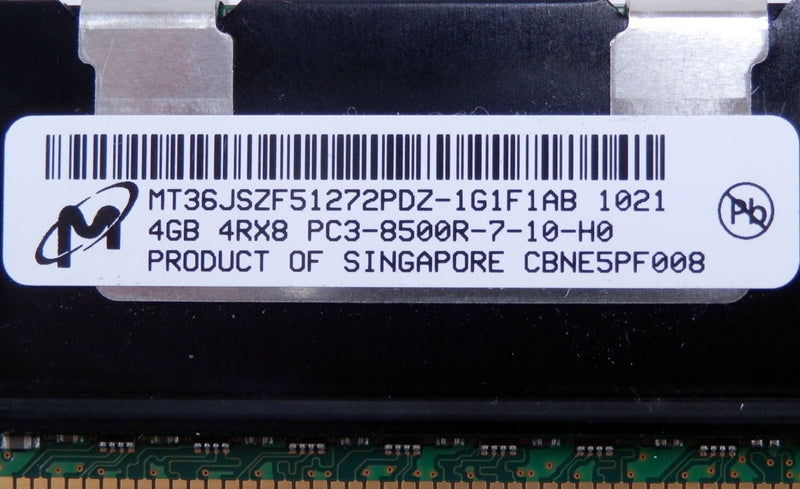 Micron MT36JSZF51272PDZ-1G1F1AB 4GB 4RX8 PC3-8500R Server Memory 46C7452 43X5055