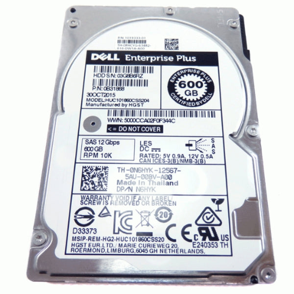 Dell N6HYK Enterprise Plus 600GB SAS 12.0 Gbps 2.5" Hard Drive HUC101860CSS204