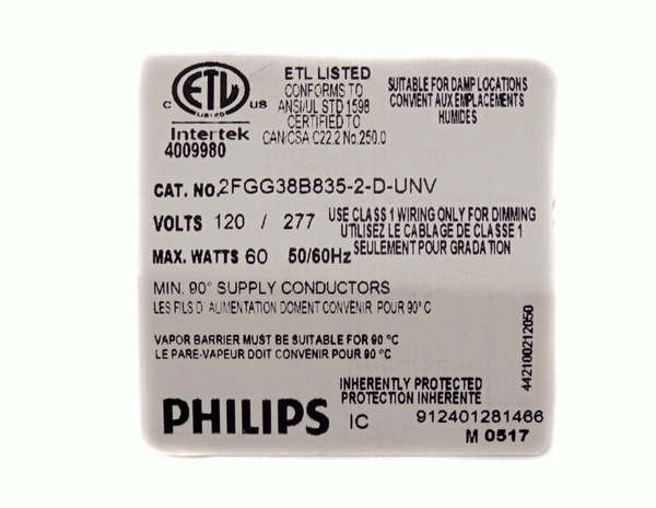 Philips 40K 2x2 3800 Lumens LED Recessed Troffer 2FGG38B835-2-D-UNV-DIM