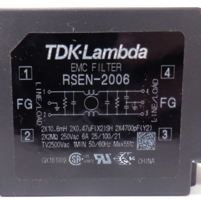 TDK-Lambda 60Hz 6A 250VAC/250VDC Power Line Filter Terminal Block RSEN-2006