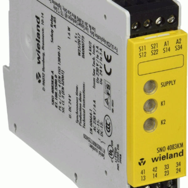 Wieland SNO 4083KM-A 24V Safety Relay Base Unit Cross Circuit R1.188.3580.0