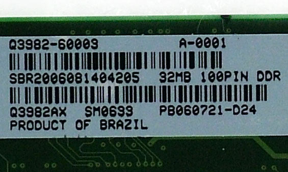 HP LaserJet 2400 32MB DDR 100P Memory Q3982-60003 Q3982AX