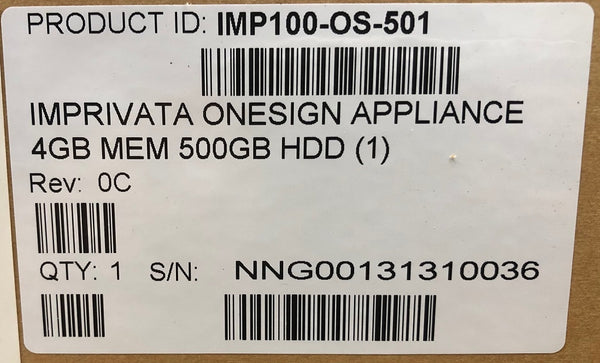 Imprivata OneSign Appliance OS200 4GB Mem 500GB HDD SYS-G-IMP100-501 460-1180-01
