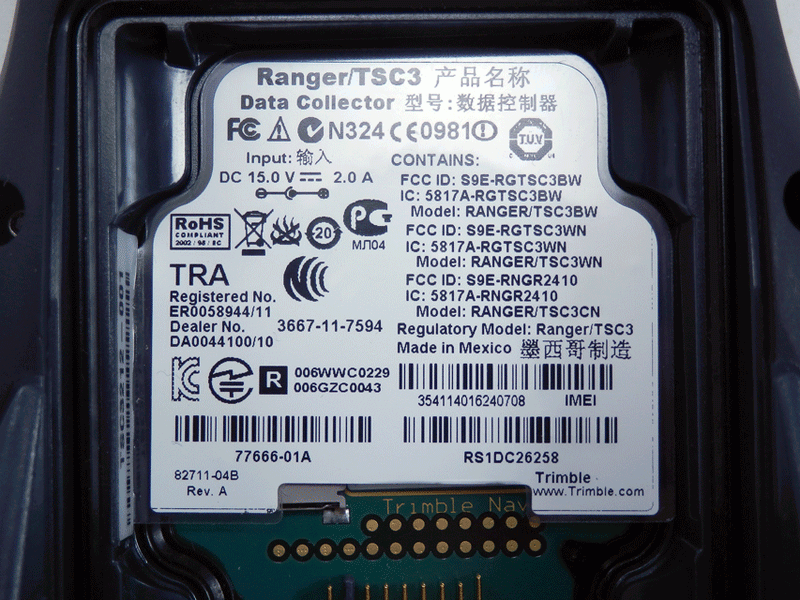Trimble Ranger TSC3 Data Collector Controller 77666-01A