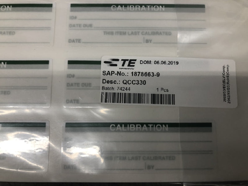 108 Pack of TE Connectivity QCC330 Calibration Date Labels 1878663-9