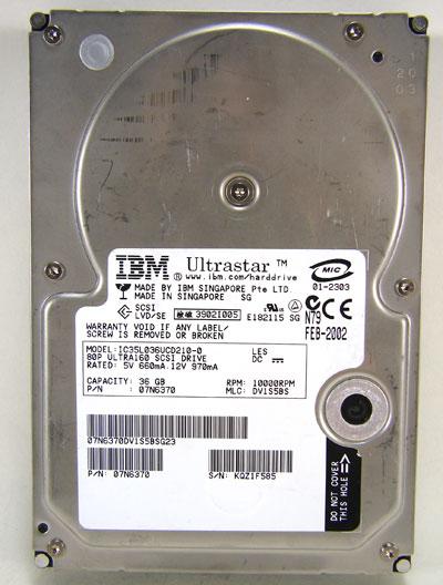 IBM Hitachi 07N6370 36 Gb U160 10K 80 Pin SCSI HDD  IC35L036UCD210-0