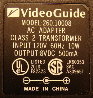 Video Guide 8 Volt 500mA Power Supply Model:260.10008